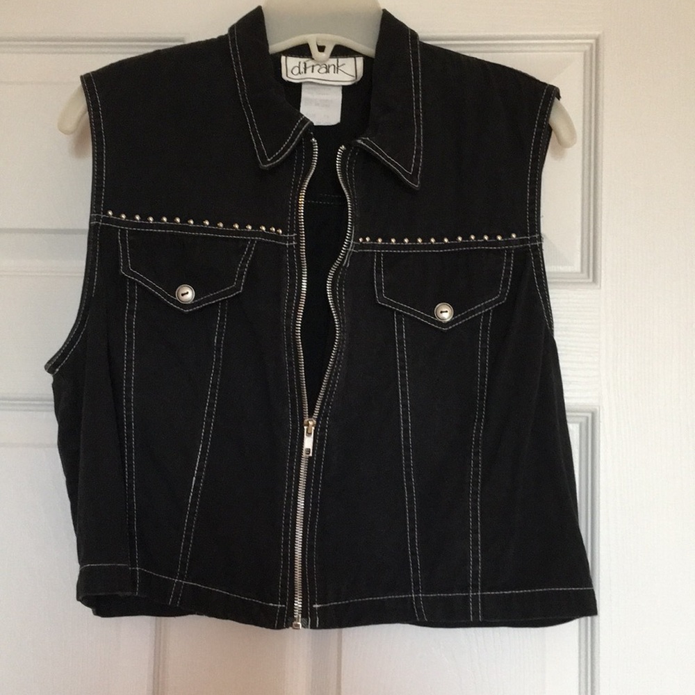 SALE!!!!! Black Denim 100% Cotton studded Vest